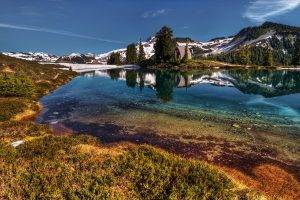 nature, Lake, Reflection, Mountain, HDR