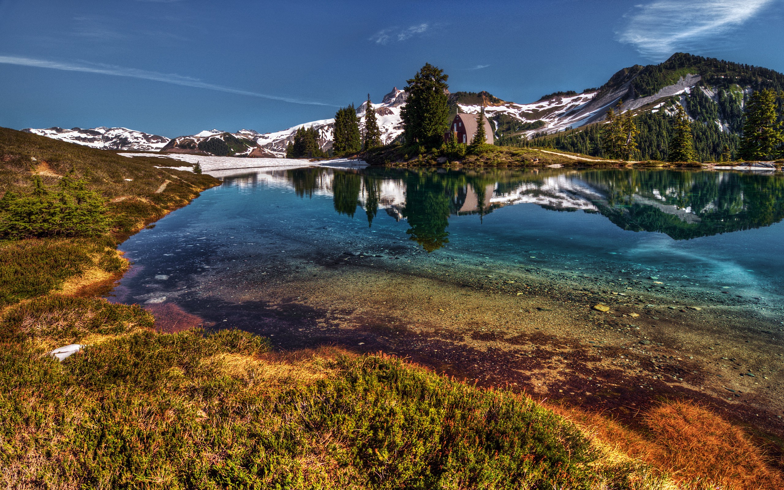 nature, Lake, Reflection, Mountain, HDR Wallpaper