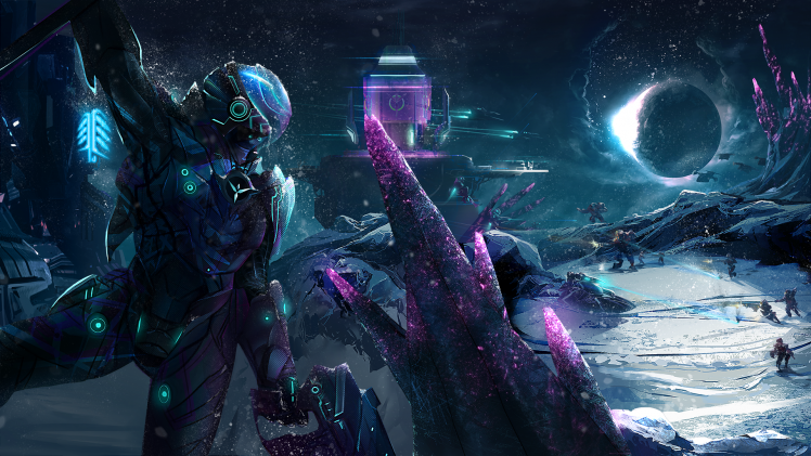 futuristic, Battle, Space, Ice, Spaceship, Robot, Planetside 2, Vanu Sovereignty HD Wallpaper Desktop Background