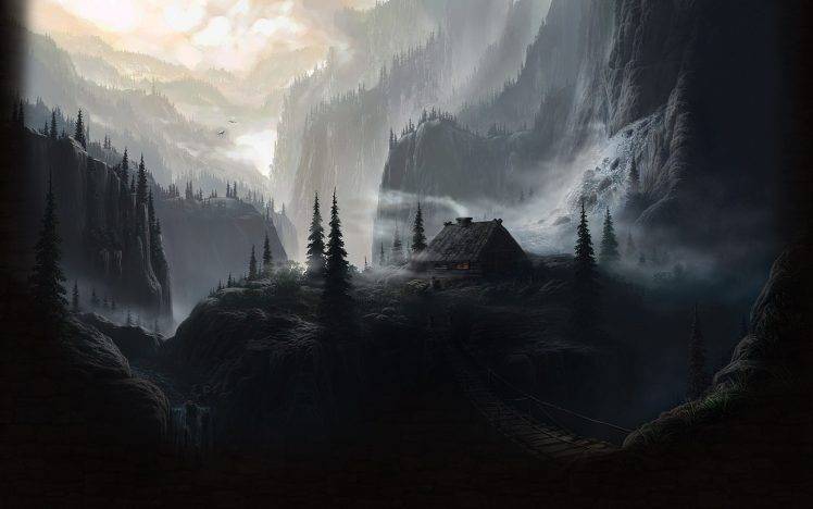 nature, Cabin, Mountain, Mist HD Wallpaper Desktop Background