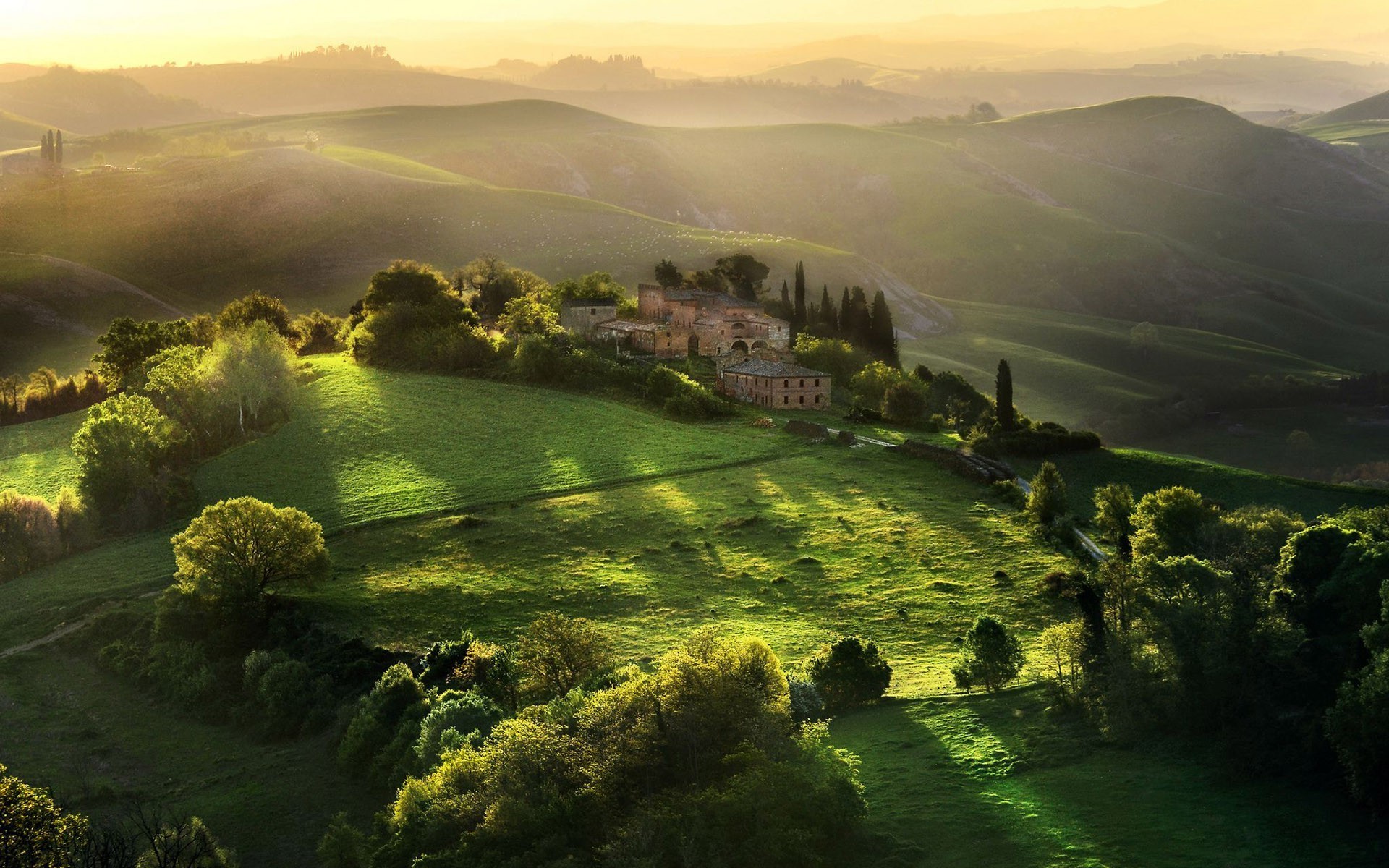 Tuscany, Field, Sunlight, Landscape, Hill, Italy Wallpapers HD