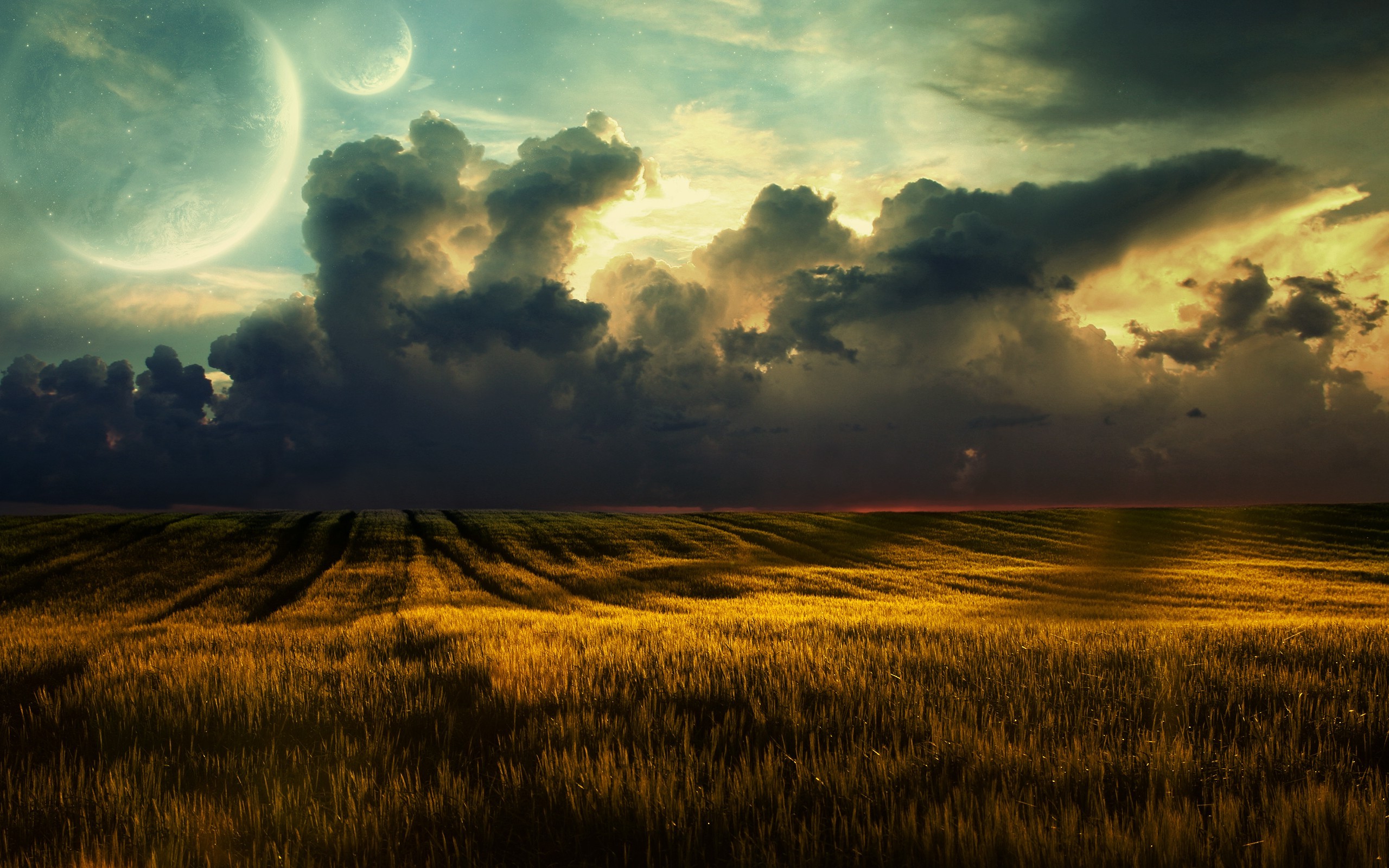 landscape, Field, Clouds Wallpaper