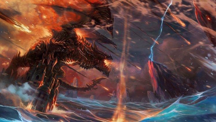 dragon, World Of Warcraft: Cataclysm, Deathwing, Thrall HD Wallpaper Desktop Background