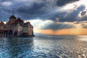 castle, Chillon Castle, Switzerland, Lake Geneva