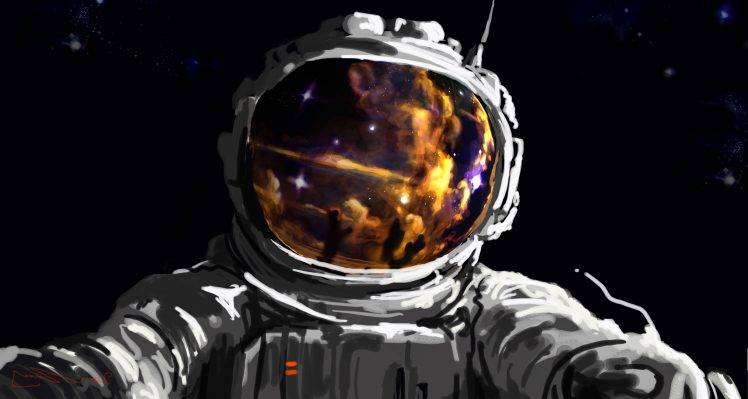 artwork, Fantasy Art, Concept Art, Space, Astronaut, Spacesuit, Stars, Digital Art, Painting HD Wallpaper Desktop Background