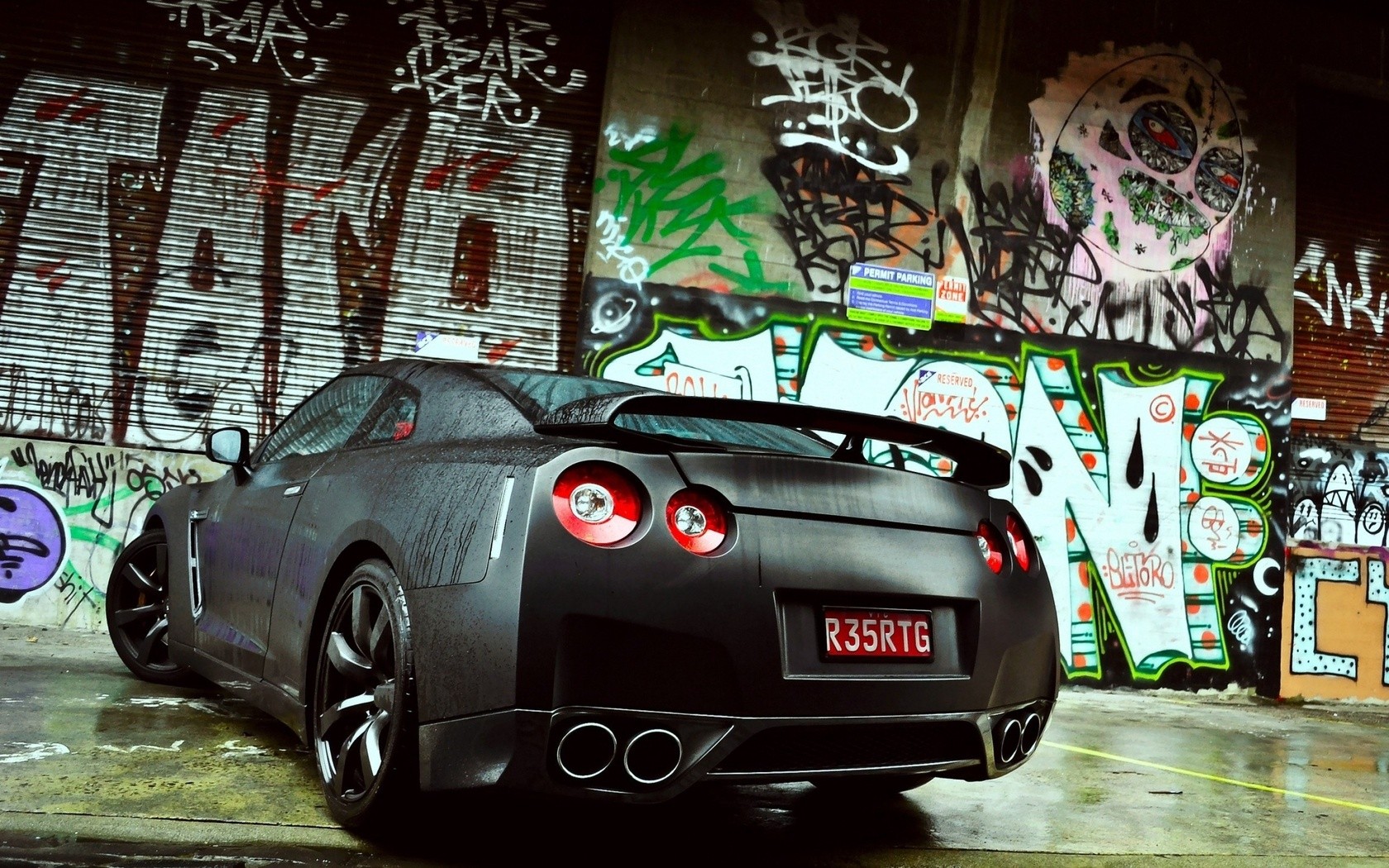 car, Graffiti, Nissan, Nissan GT R Wallpaper