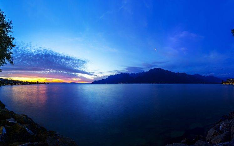 nature, Sunset, Mountain, Sea HD Wallpaper Desktop Background