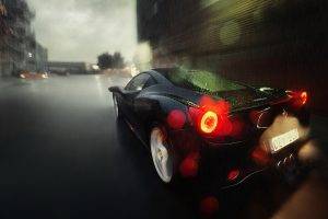 car, Ferrari, Rain