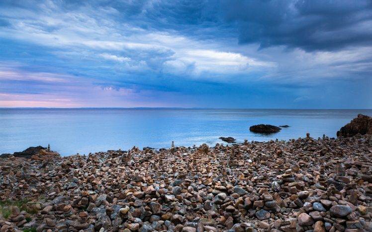 rock, Sweden, Beach, Landscape, Sea, Clouds, Sunrise HD Wallpaper Desktop Background