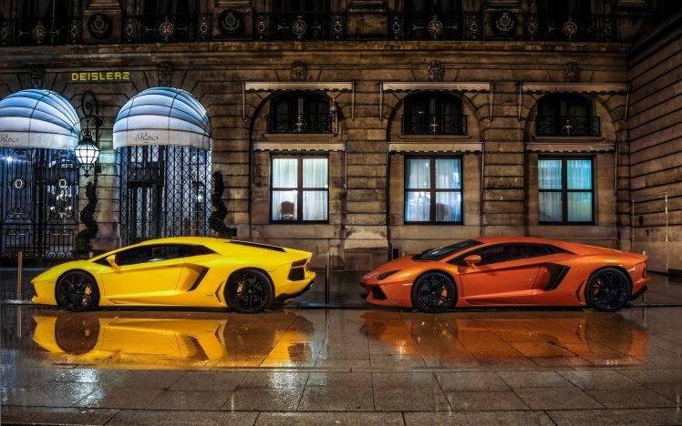 yellow, Orange, Lamborghini, Lamborghini Aventador, Italian Cars, Mid engine, Car HD Wallpaper Desktop Background