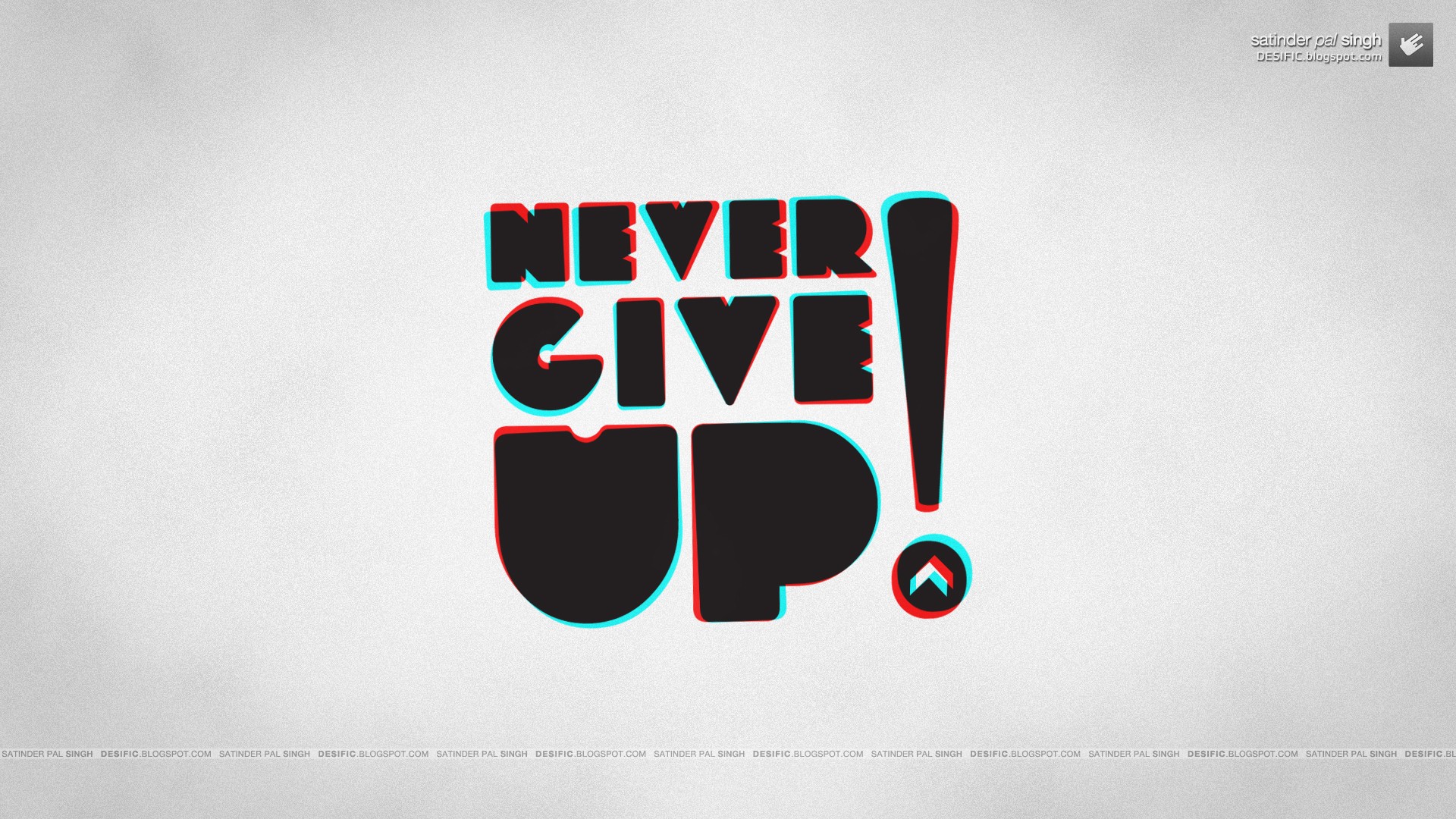 Never Give Up!, Typography, Anaglyph 3D, Motivational ...