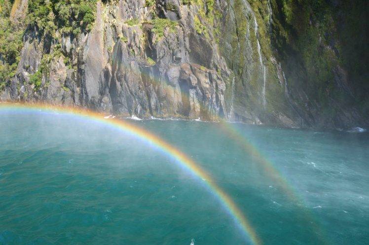 rainbows, New Zealand, Nature, Milford Sound HD Wallpaper Desktop Background