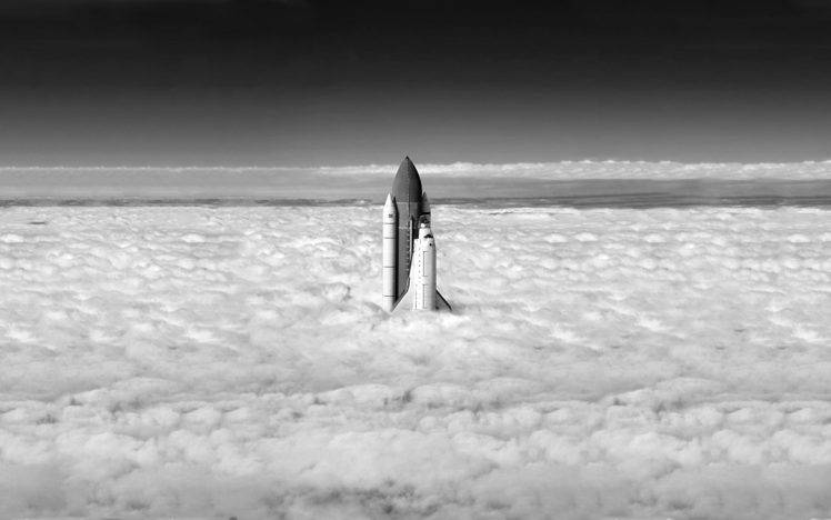 space Shuttle, Monochrome HD Wallpaper Desktop Background