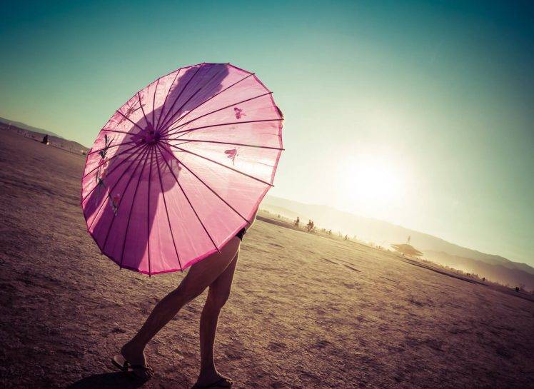 Trey Ratcliff, Burning Man, Desert, Umbrella HD Wallpaper Desktop Background