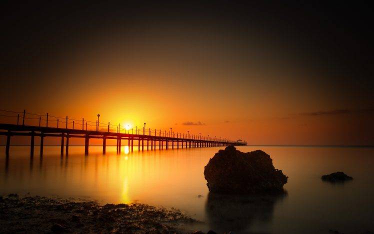 nature, Sunset, Sea, Reflection HD Wallpaper Desktop Background