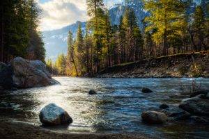 nature, Water, River, Forest, Mountain