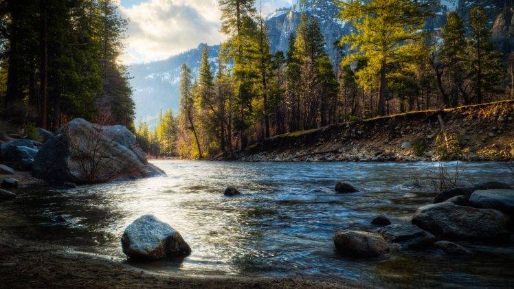 nature, Water, River, Forest, Mountain HD Wallpaper Desktop Background