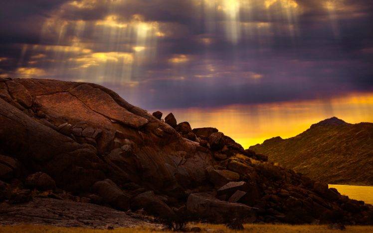 landscape, Rock, Sun Rays HD Wallpaper Desktop Background