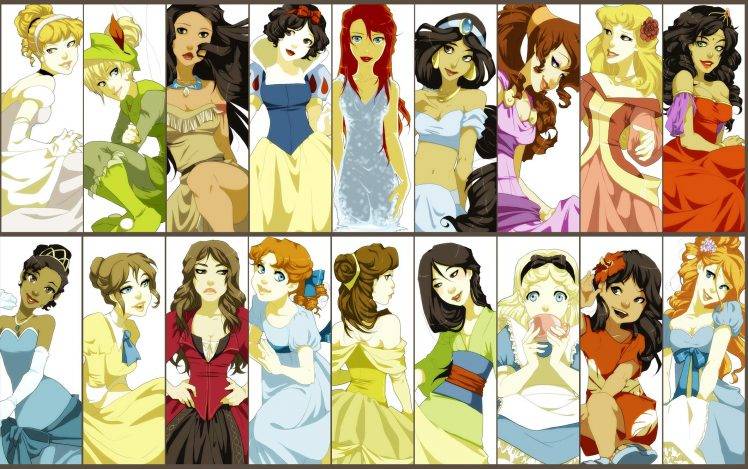 Disney, Snow White, Alice In Wonderland, Tinkerbell, Sleeping Beauty, Jasmine, Aladdin, Pocahontas, Cinderella, Beauty And The Beast, Tarzan HD Wallpaper Desktop Background