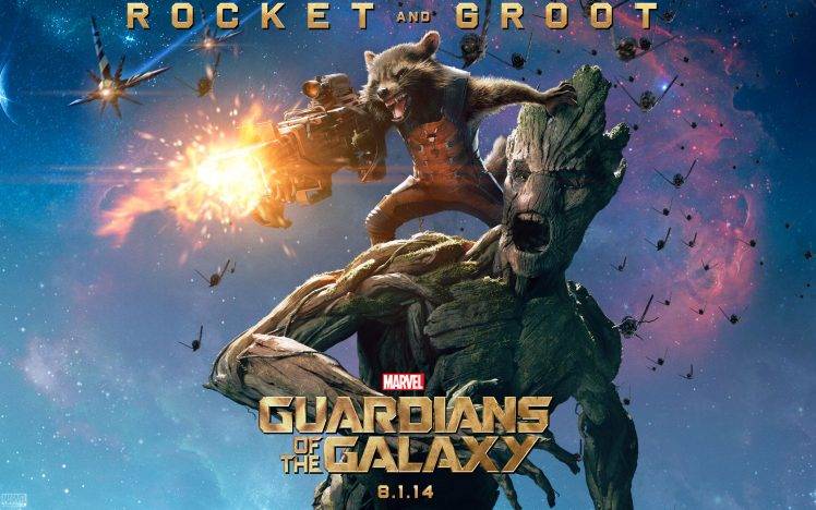 Groot, Rocket Raccoon, Guardians Of The Galaxy HD Wallpaper Desktop Background