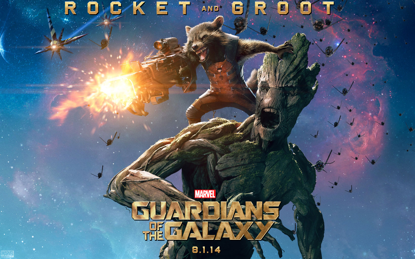 Groot, Rocket Raccoon, Guardians Of The Galaxy Wallpaper