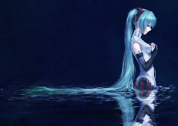 Vocaloid, Hatsune Miku, Blue Hair, Detached Sleeves HD Wallpaper Desktop Background