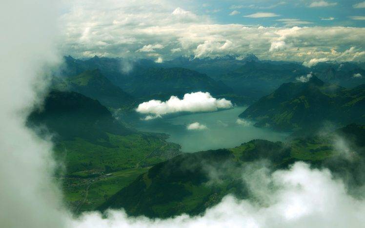 clouds, Mountain, Lake HD Wallpaper Desktop Background