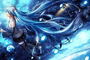 Hatsune Miku, Vocaloid, Space, Long Hair, Twintails, Detached Sleeves