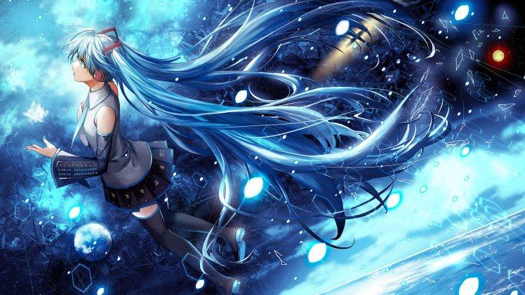 Hatsune Miku, Vocaloid, Space, Long Hair, Twintails, Detached Sleeves ...