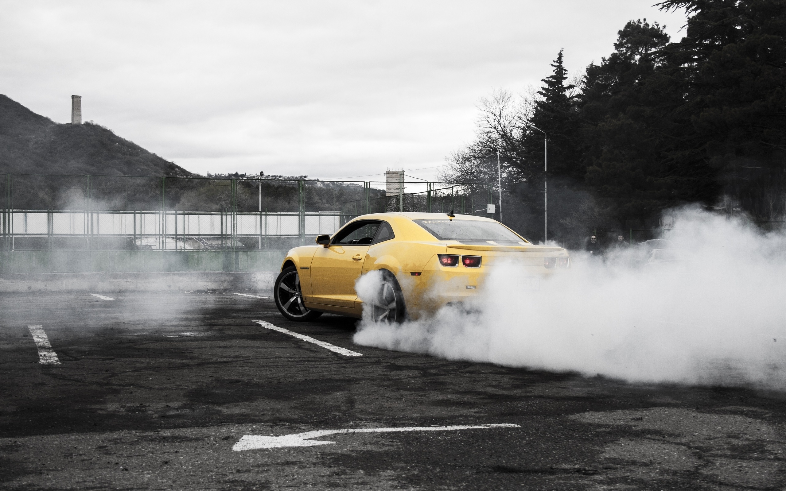 Camaro, Chevrolet, Burnout, Yellow, Smoke Wallpaper