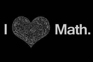 mathematics, Hearts, Numbers, Black Background, Typography