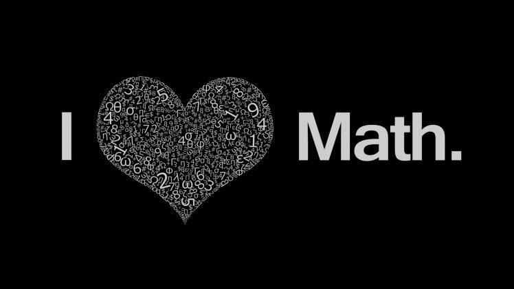 mathematics, Hearts, Numbers, Black Background, Typography HD Wallpaper Desktop Background