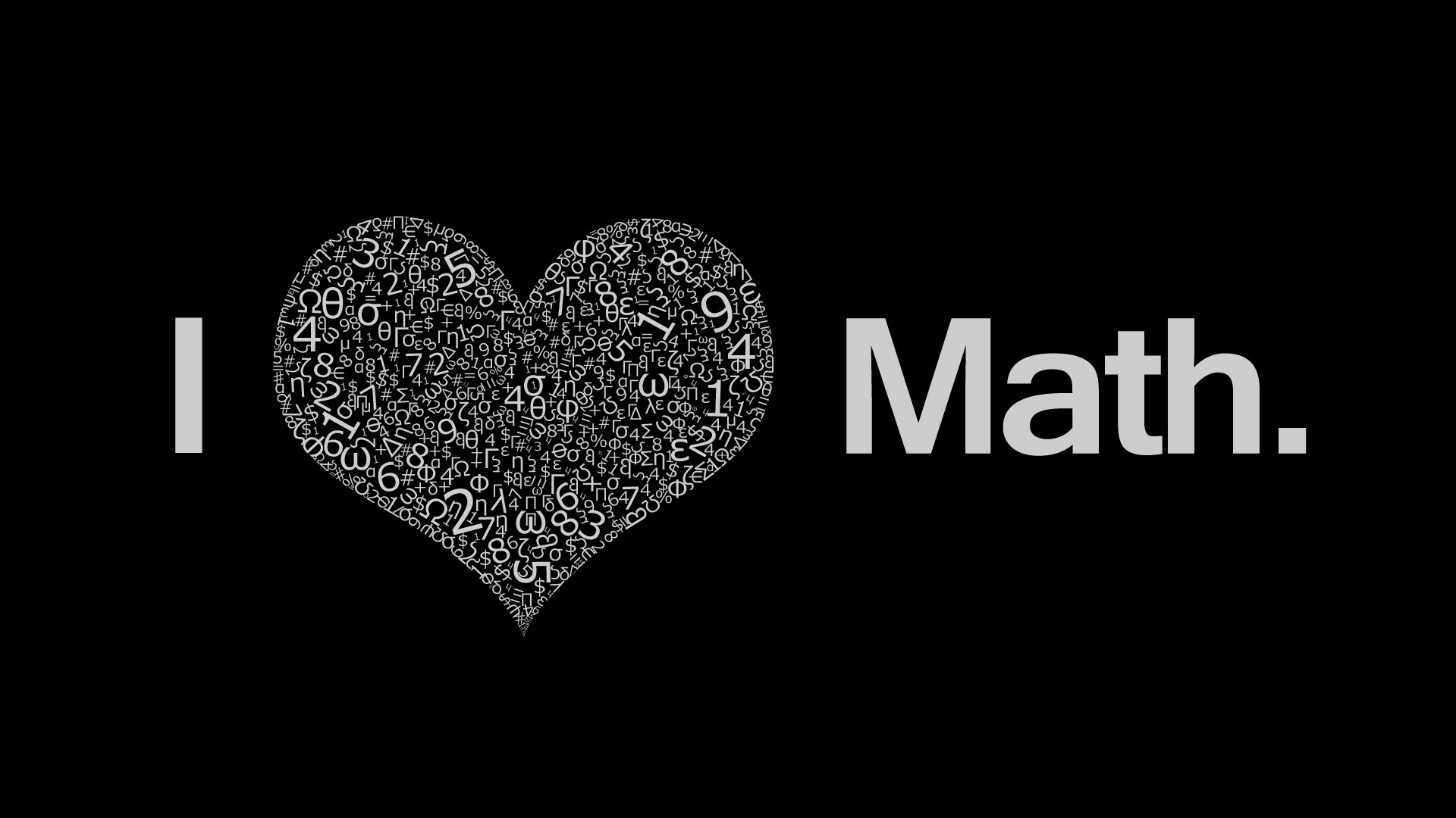 mathematics, Hearts, Numbers, Black Background, Typography Wallpaper