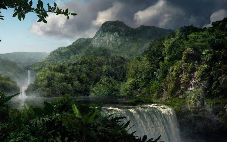 nature, Landscape, Waterfall, Mountain HD Wallpaper Desktop Background