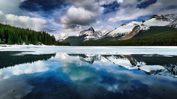 nature, Lake, Mountain, Trees, Reflection, Canada HD Wallpaper Desktop Background