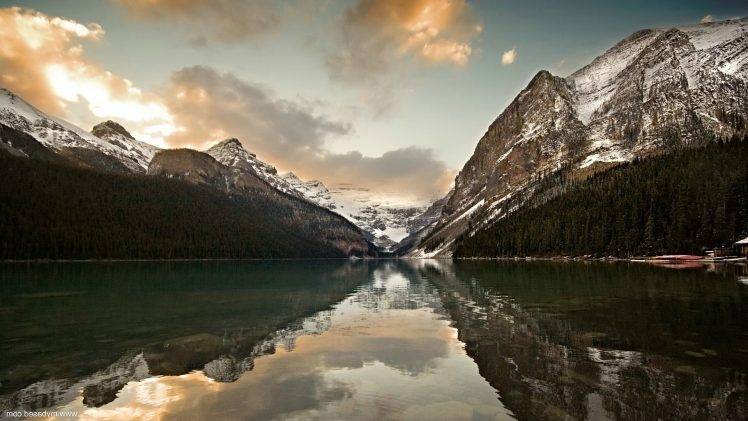 mountain, Lake, Snow, Lake Louise, Canada HD Wallpaper Desktop Background