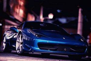 car, Ferrari, Ferrari 458 Italia, Blue Cars