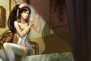 soft Shading, Nurses, Thigh highs, Bed, League Of Legends, Sexy Anime