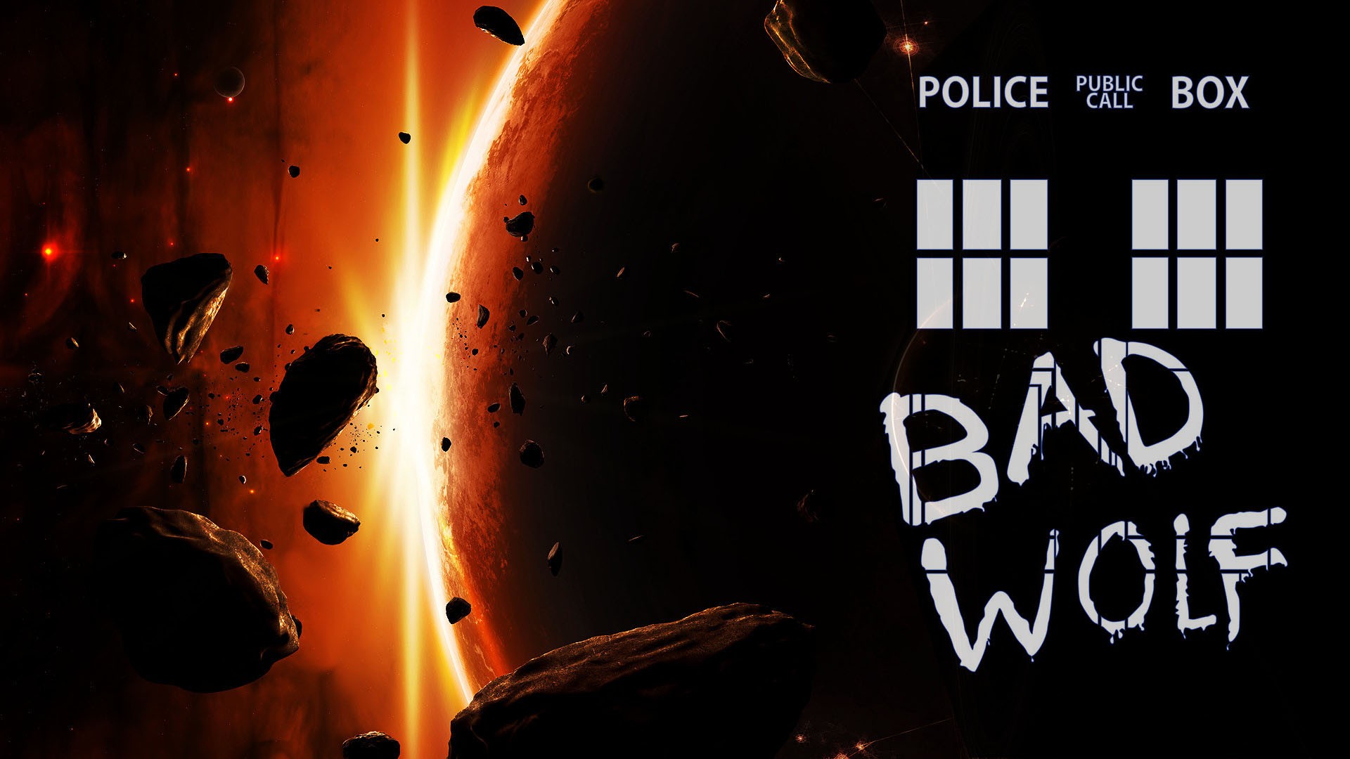 Doctor Who, Bad Wolf, TARDIS, Planet, Asteroid Wallpaper