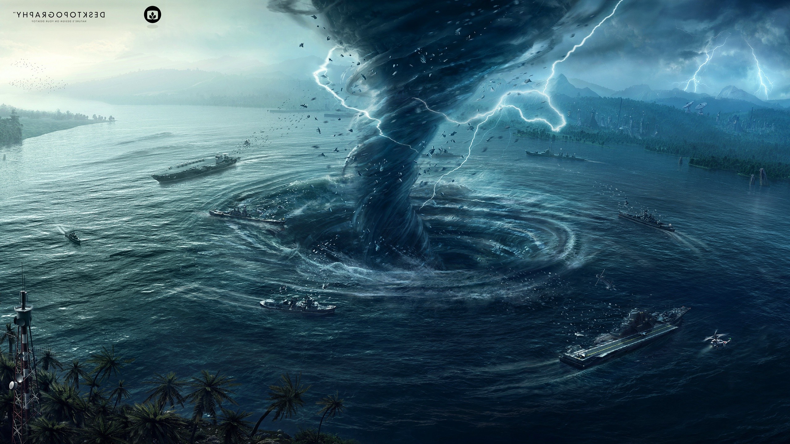 Desktopography, Natural Disaster, Hurricane, Water, Digital Art, Tornado Wallpaper