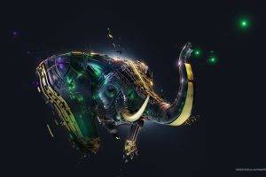 Desktopography, Elephants, Digital Art, Adam Spizak, Animals, Simple Background