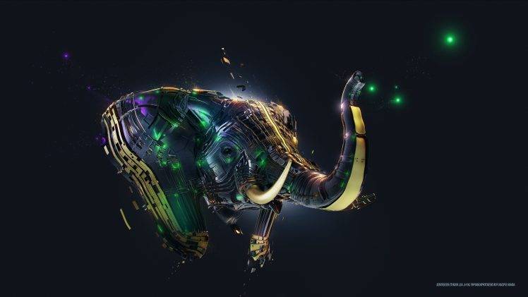 Desktopography, Elephants, Digital Art, Adam Spizak, Animals, Simple Background HD Wallpaper Desktop Background