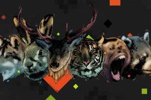Desktopography, Tiger, Rabbits, Monkeys, Wolf, Deer, Digital Art