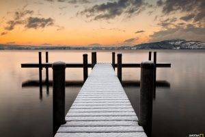 National Geographic, Pier, Snow, Lake, Switzerland
