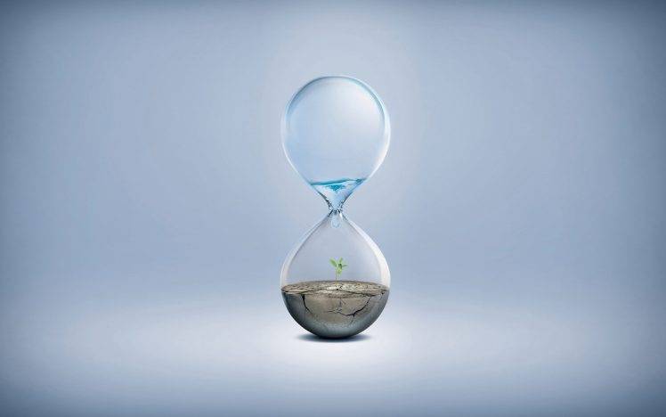water Drops, Hourglasses, Simple Background, Plants, Water, Digital Art HD Wallpaper Desktop Background