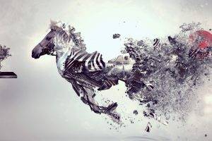 zebras, Digital Art, Running, Simple Background, Desktopography