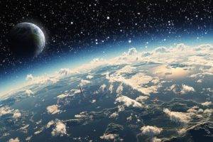stars, Space Art, Planet, Clouds, Atmosphere, Science Fiction