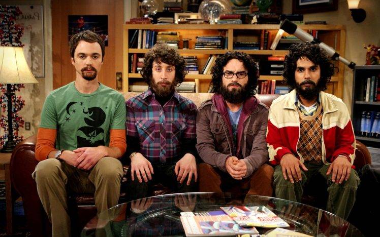 Sheldon Cooper, The Big Bang Theory, TV, Scientists, Beards, Sitting, Men HD Wallpaper Desktop Background