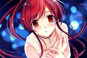 anime, Anime Girls, Redhead, Red Eyes, Blushing