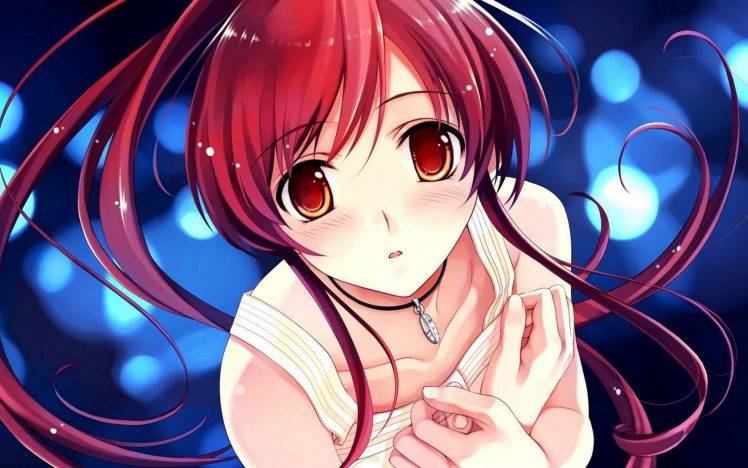 anime, Anime Girls, Redhead, Red Eyes, Blushing HD Wallpaper Desktop Background